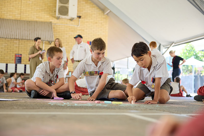 Students partaking in Draw to Remember